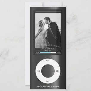 Invitación Reproductor de música MP3 negro para boda