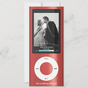 Invitación Reproductor de música MP3 rojo de boda