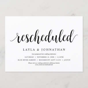 Invitación Reprogramado, cambio de fecha de la boda