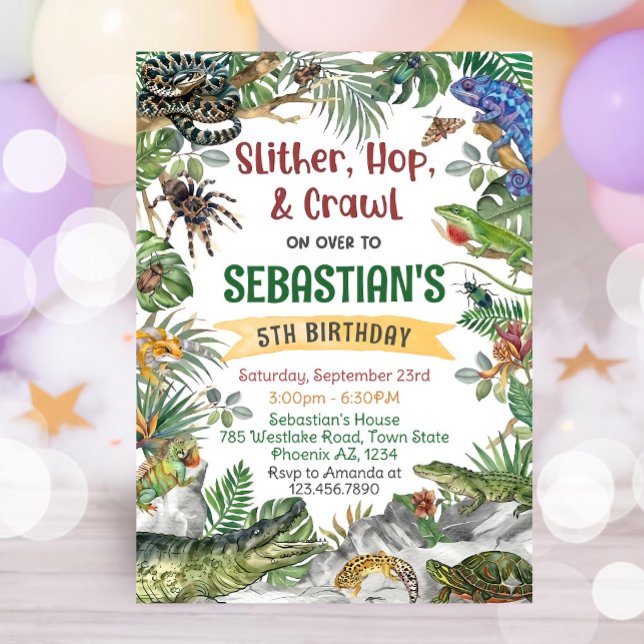 Invitación Reptile Birthday Invitation Template, Customizable (Subido por el creador)