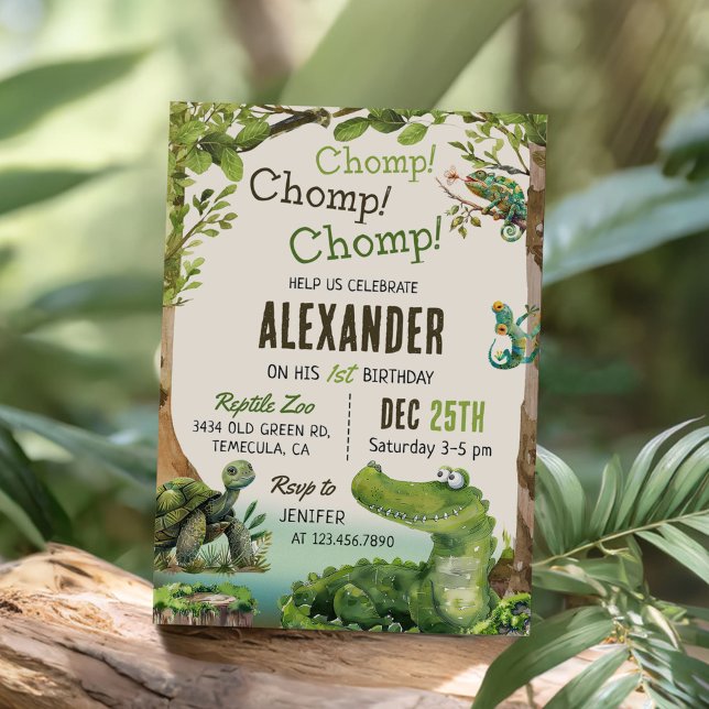 Invitación Reptile de pantano Primer Fiesta de cumpleaños (Subido por el creador)