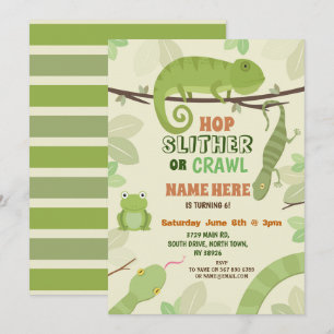 Invitación Reptiles Snake Birthday Party Lizard Snana