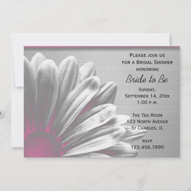 Invitación Resaltados De Flores Rosadas Ducha De Novias (Anverso)