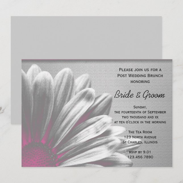 Invitación Resaltados Florales Rosados para Brunch de Post Bo (Anverso / Reverso)