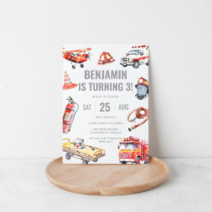 Invitación Rescate de bomberos niños con temas de tercer cump