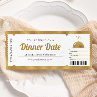 Invitación Reserva de cena en restaurante con vale de oro