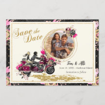 Reserva de la foto de la boda de la motocicleta la