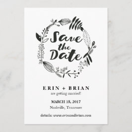 Invitación Reserva dibujada mano floral de la guirnalda la