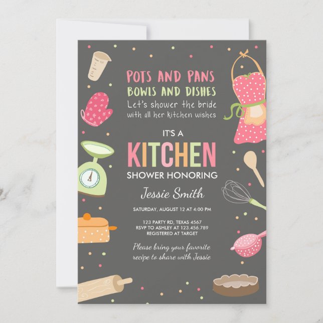 Invitación Reserva la cocina de la ducha de novia (Anverso)