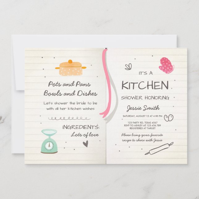 Invitación Reserva la cocina de la ducha de novia (Anverso)