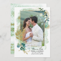 Reserva la fecha. Boda fotográfico botánico verde