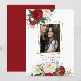 Invitación Reserva la fecha | Bouquets florales de Borgoña Pe