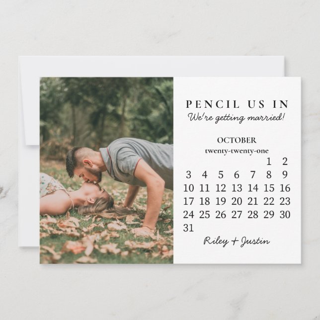 Invitación Reserva la fecha | Calendario moderno de octubre d (Anverso)