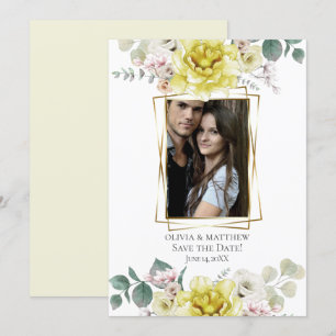 Invitación Reserva la fecha Flores de amarillo amarillo ama