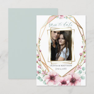 Invitación Reserva la fecha Flores y follaje de primavera f