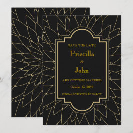 Invitación Reserva la fecha, gran gatsby, dalia geométrica