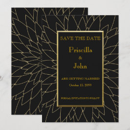 Invitación Reserva la fecha, gran gatsby, dalia geométrica