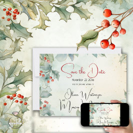 Invitación Reserva la fecha | Holly de invierno y Berries