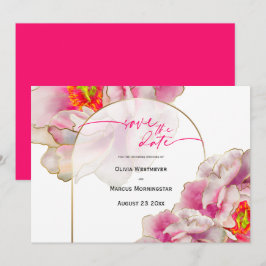 Invitación Reserva la fecha | Negrita y bella Scarlet Peony I