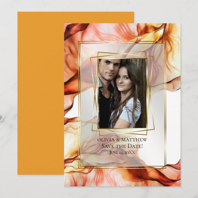 Invitación Reserva la fecha | Resumen del marco fotográfico d (Anverso / Reverso)