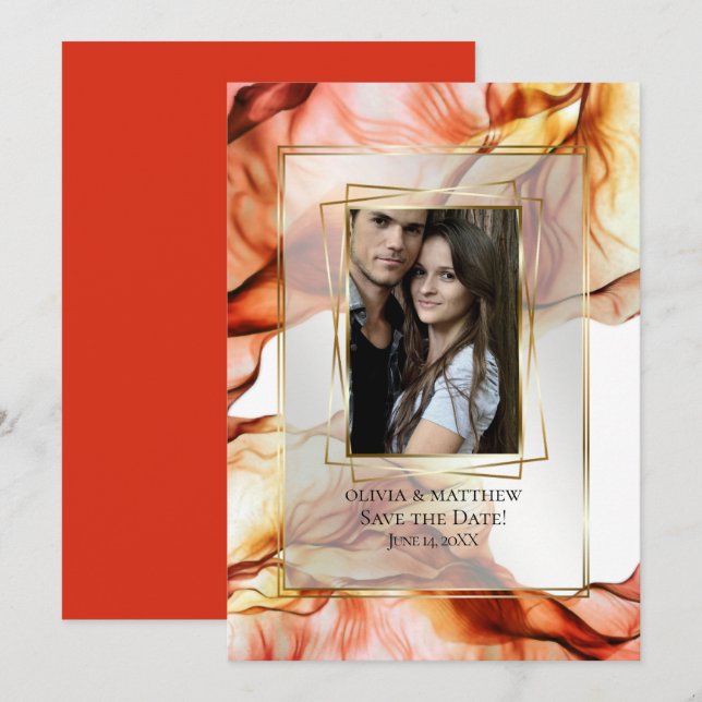 Invitación Reserva la fecha | Resumen del marco fotográfico d (Anverso / Reverso)