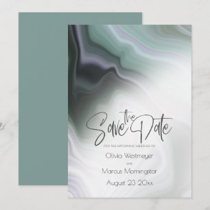 Invitación Reserva la fecha   Resumen Dusty Sage Pale Violet