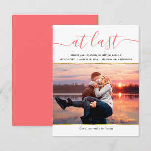 Invitación Reserva moderna de la foto coralina viva elegante