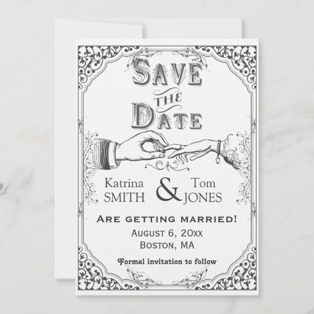 Invitación Reserva pasada de moda del Victorian la fecha (Anverso)