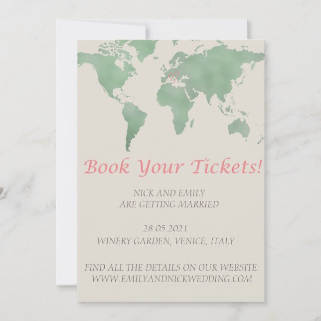 Invitación Reserva tus boletos, es hora de una boda (Anverso)