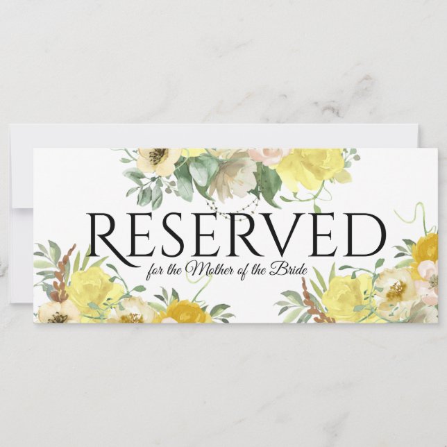 Invitación Reservado Floral Amarillo (Anverso)