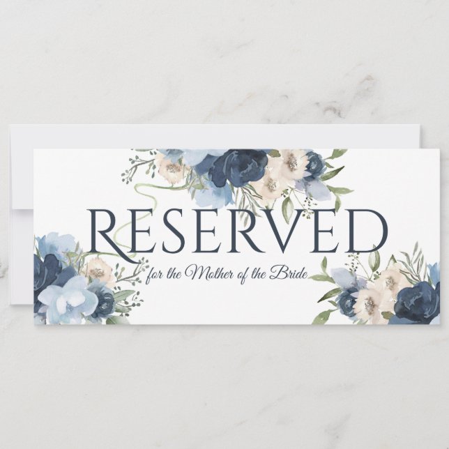 Invitación Reservado Floral Azul (Anverso)