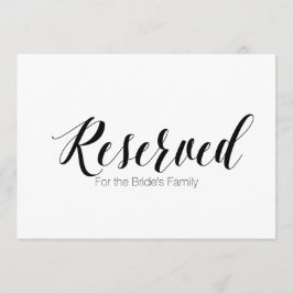 Invitación "Reservado para la familia de la novia" Letrero de