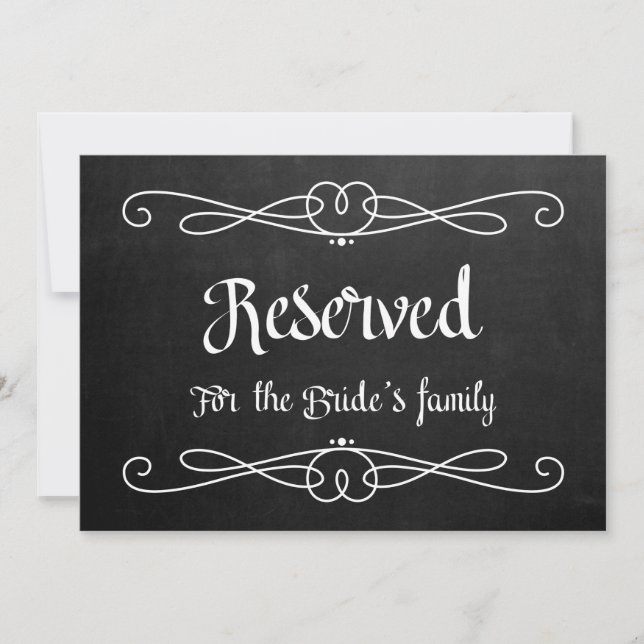 Invitación "Reservado para la familia de la novia" Rótulo Bod (Anverso)