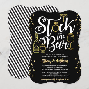 Invitación Reservar el oro de la fiesta de compromiso de invi