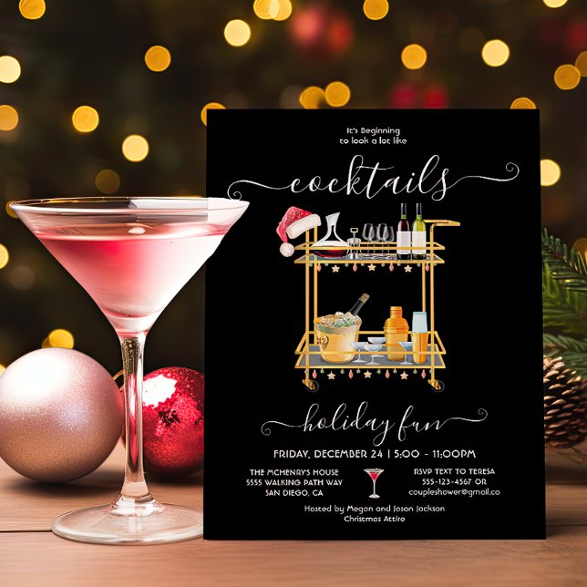Invitación Reserve el bar Cocktail bar cart Navidades Fiesta (Subido por el creador)