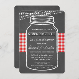 Invitación Reserve el bar Mason Jar Chalk Couples Shower