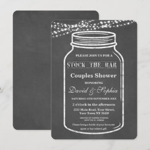 Invitación Reserve el bar Mason Jar Chalk Couples Shower