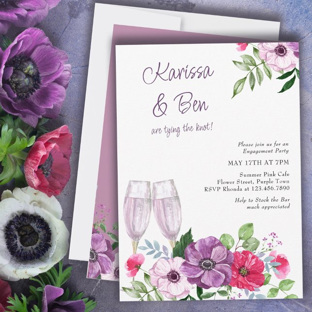 Invitación Reserve la fiesta de compromiso de las flores rosa (Subido por el creador)