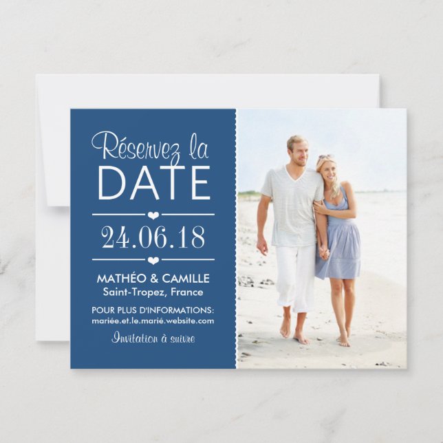 Invitación Réserver la Date du Mariage | Cartes Avec Photo (Anverso)