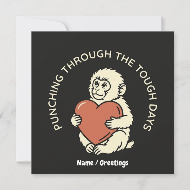Invitación Resilient Baby Monkey & Heart Punching Through  (Anverso)