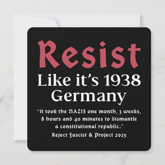 Invitación Resist Like It's 1938 Alemania (Anverso)