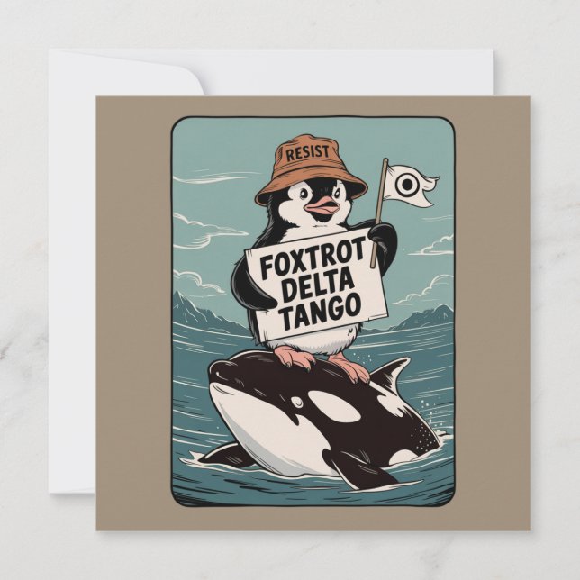 Invitación Resistir Activismo de Pingüino Protesta Vintage  (Anverso)