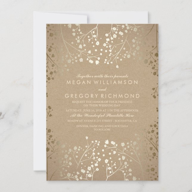 Invitación Respiración del bebé de verano - Boda floral de or (Anverso)