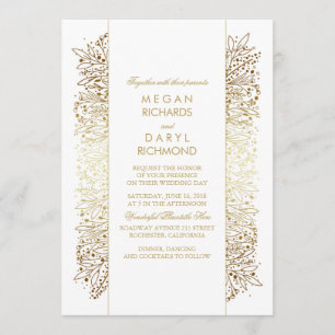 Invitación Respiración del bebé ventilado dorado - Boda filig