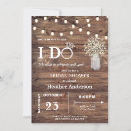 Invitación Respiración Rústica del bebé y luces de cadena Duc