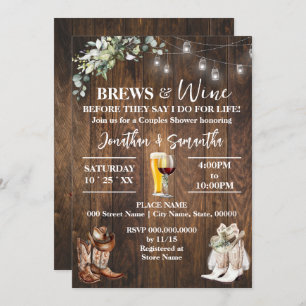 Invitación Respiración y vino antes de hacer ducha de novia o