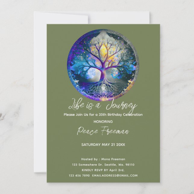 Invitación Resplandor Celestial | Árbol de la Vida (Anverso)