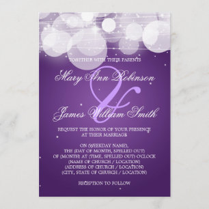 Invitación Resplandor de la boda y púrpura elegantes de la