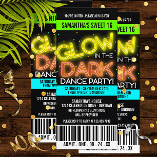Invitación Resplandor en el dulce oscuro 16 Fiesta