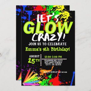 Invitación Resplandor en el oscuro fiesta Cosmic Jump & Neon